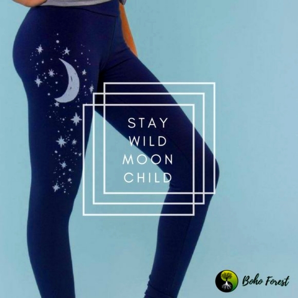 USA Made Eco Friendly Moon & Star Leggings - Picture 1 of 7